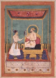 Shah Jahan auf dem Thron mit seinem Sohn Dara Shikoh
